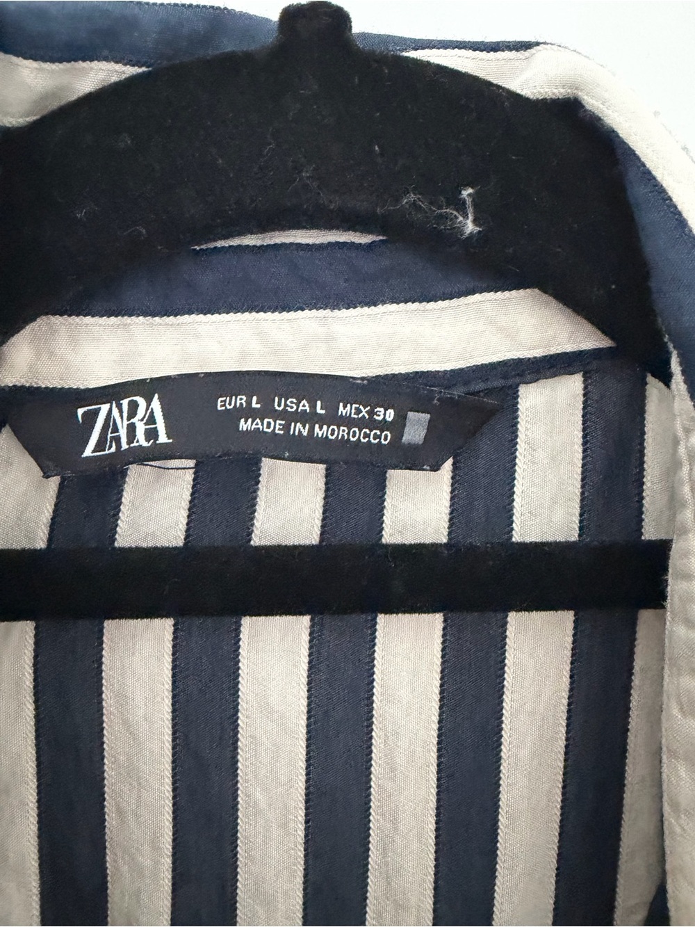 Zara Navy and White Vertical Stripe Long Sleeve Shirt Dress - Picture 4 of 4